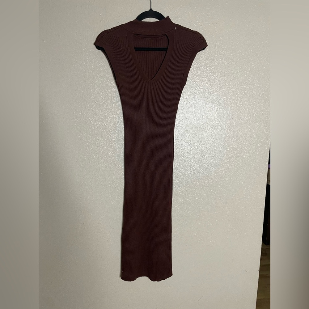 Pink Rose Sleeveless Turtleneck Rib Knit Midi Dress size Medium - Picture 6 of 9